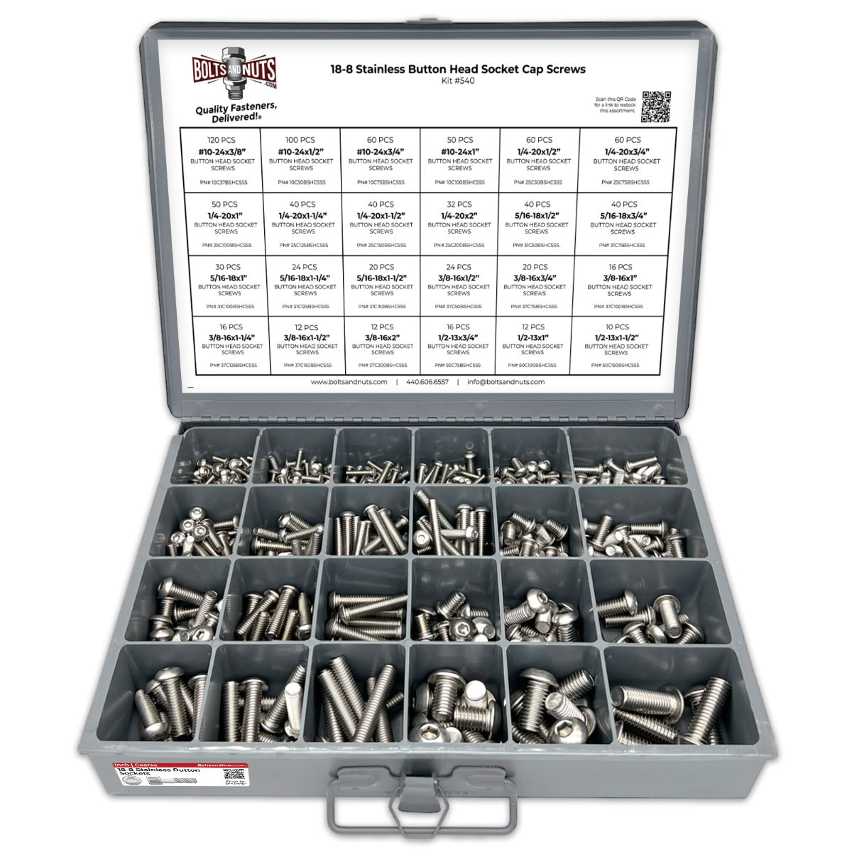 Inch 18-8 Stainless Steel Allen Button Head Socket Cap Screws Bolts Assortment - 905 PCS