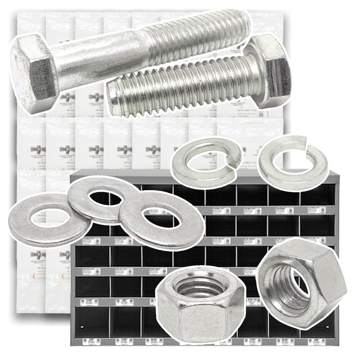 Inch 316 Stainless Hex Cap Screws, Hex Nuts, Flat & Lock Washers - 2012 PCS