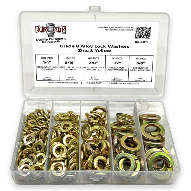 Inch Grade 8 Alloy Split Lock Washer Assortment - 236 PCS