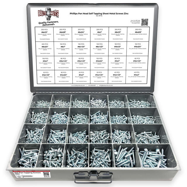 Phillips Pan Head Sheet Metal Self Tapping Screws Assortment - 2841 PCS