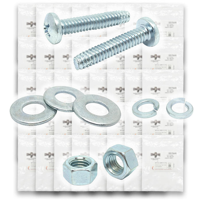 Inch Phillips Pan Head Machine Screws, Hex Nuts, Flat & Lock Washers - 7110 PCS