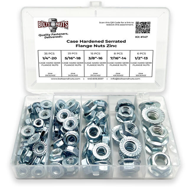 Case Hardened Serrated Hex Flange Nut Assortment - 90 PCS