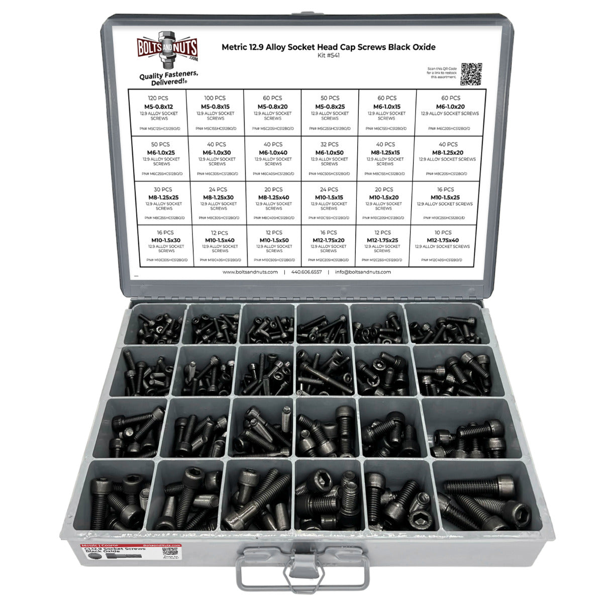 Metric 12.9 Alloy Allen Socket Head Cap Screws Bolts Black Oxide Assortment - 905 PCS