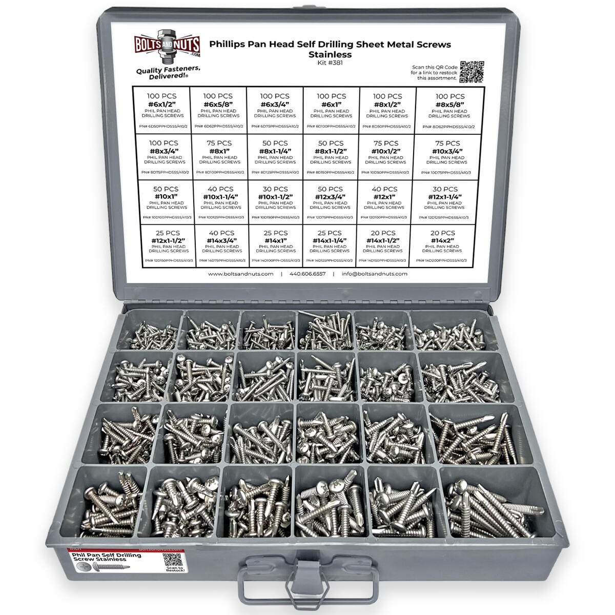Phillips Pan Head Self Drilling Sheet Metal Screws Stainless  - 1421 PCS