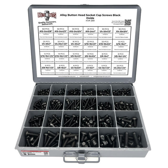 Alloy Allen Button Head Socket Cap Screws Bolts Black Oxide Assortment - 453 PCS