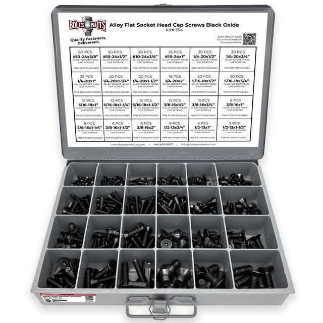 Alloy Flat Socket Head Cap Screws Black Oxide - 453 pcs