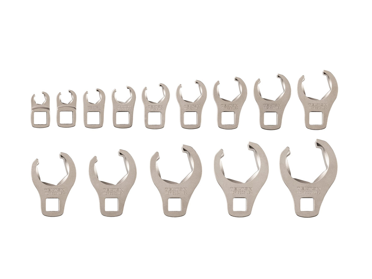 3/8 Inch Drive 6-Point Flare Nut Crowfoot Wrench Set, 14-Piece (5/16 - 1-1/16 in.)
