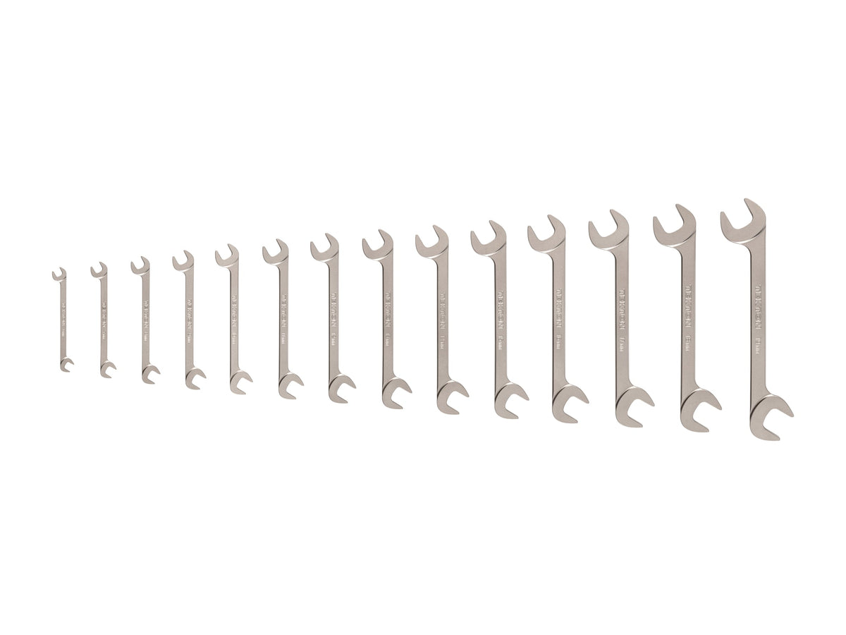 Angle Head Open End Wrench Set, 14-Piece (6-19 mm)