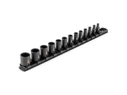 1/4 Inch Drive Shallow 12-Point Impact Socket Set with Rail, 13-Piece (5/32 - 11/16 in.)