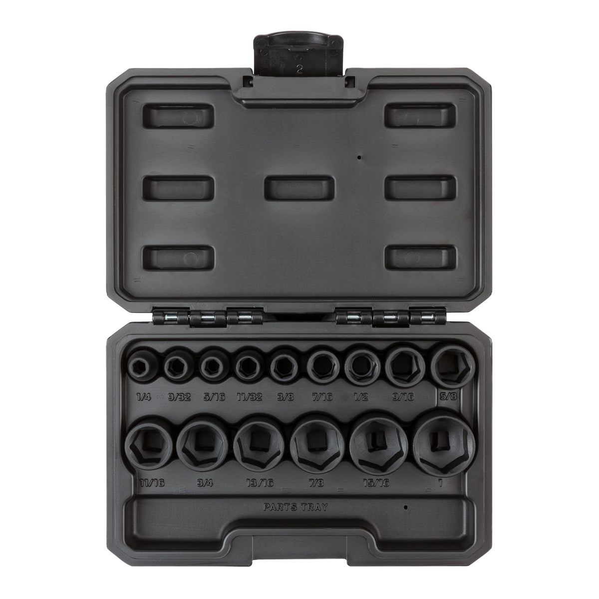 3/8 Inch Drive Shallow 6-Point Impact Socket Set with Case, 15-Piece (1/4 - 1 in.)