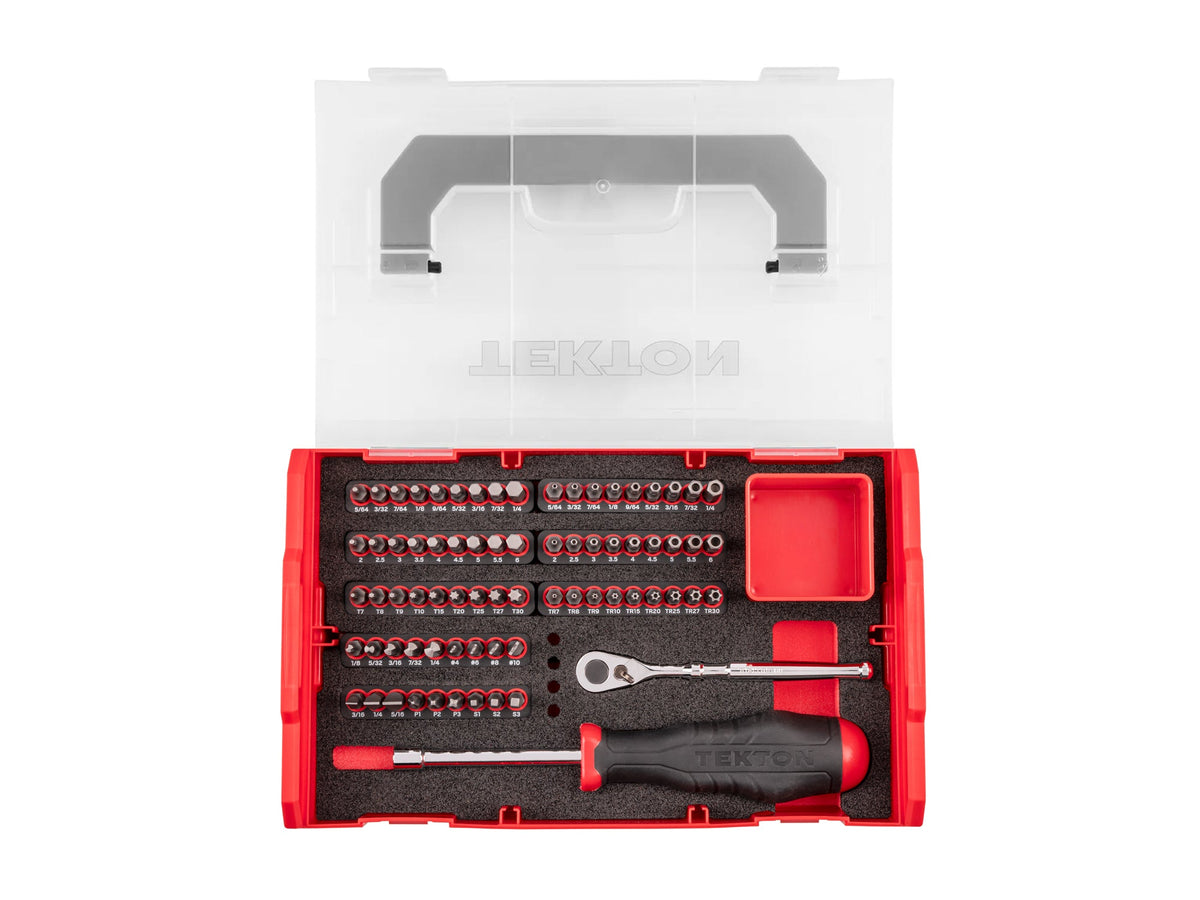 1/4 Inch Bit Driver and Bit Set with Mini Stacking Tool Box (74-Piece)