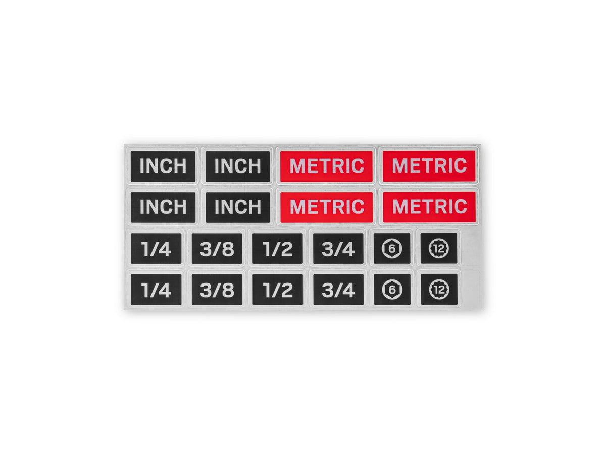 Tool Cabinet Drawer Label Sheet, Sub Labels, Matte Black (8.2 x 3.9 in.)
