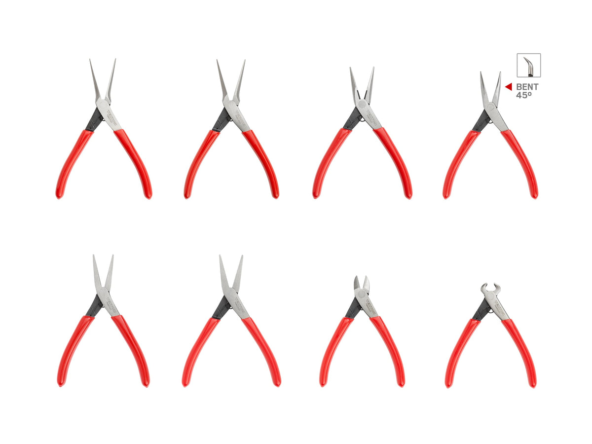 Mini Pliers Set, 8-Piece (Needle Nose, Long Nose, Flat Nose, Cutting)