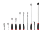 3/8 Inch Drive Non-Quick-Release Comfort Grip Ratchet, L-Handle, and Breaker Bar Set (10-Piece)