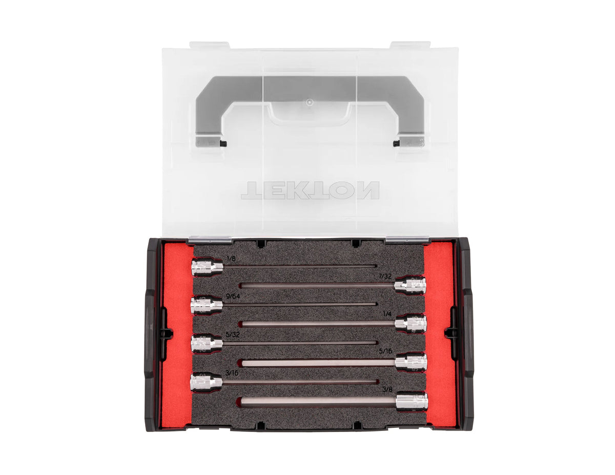 3/8 Inch Drive Long Hex Bit Socket Set with Mini Stacking Tool Box, 8-Piece (1/8 - 3/8 in.)