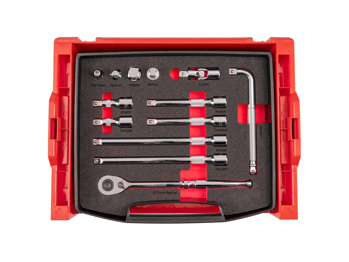 1/2 Inch Drive Tools and Accessory Set with Open Top Drawer and Rack (13-Piece)
