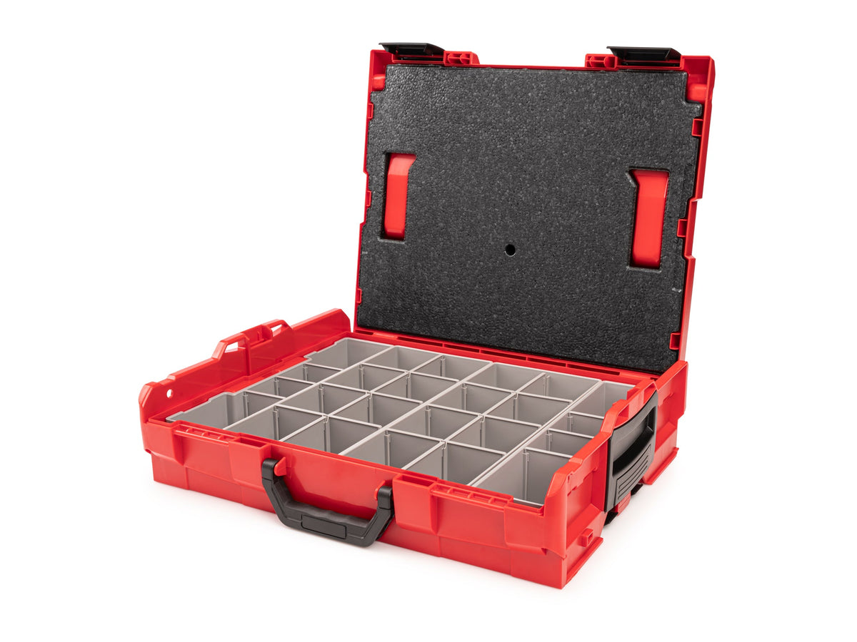 Shallow Stacking Tool Box (L-BOXX 1) with 4-Piece Organizer Bin Set and Lid Insert