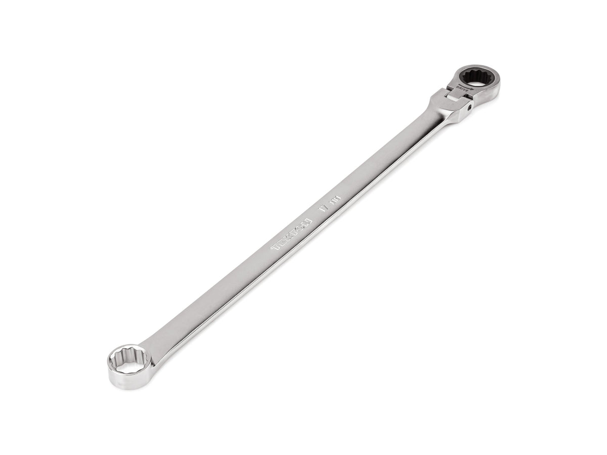 17 mm Long Fixed/Flex Head 12-Point Ratcheting Box End Wrench