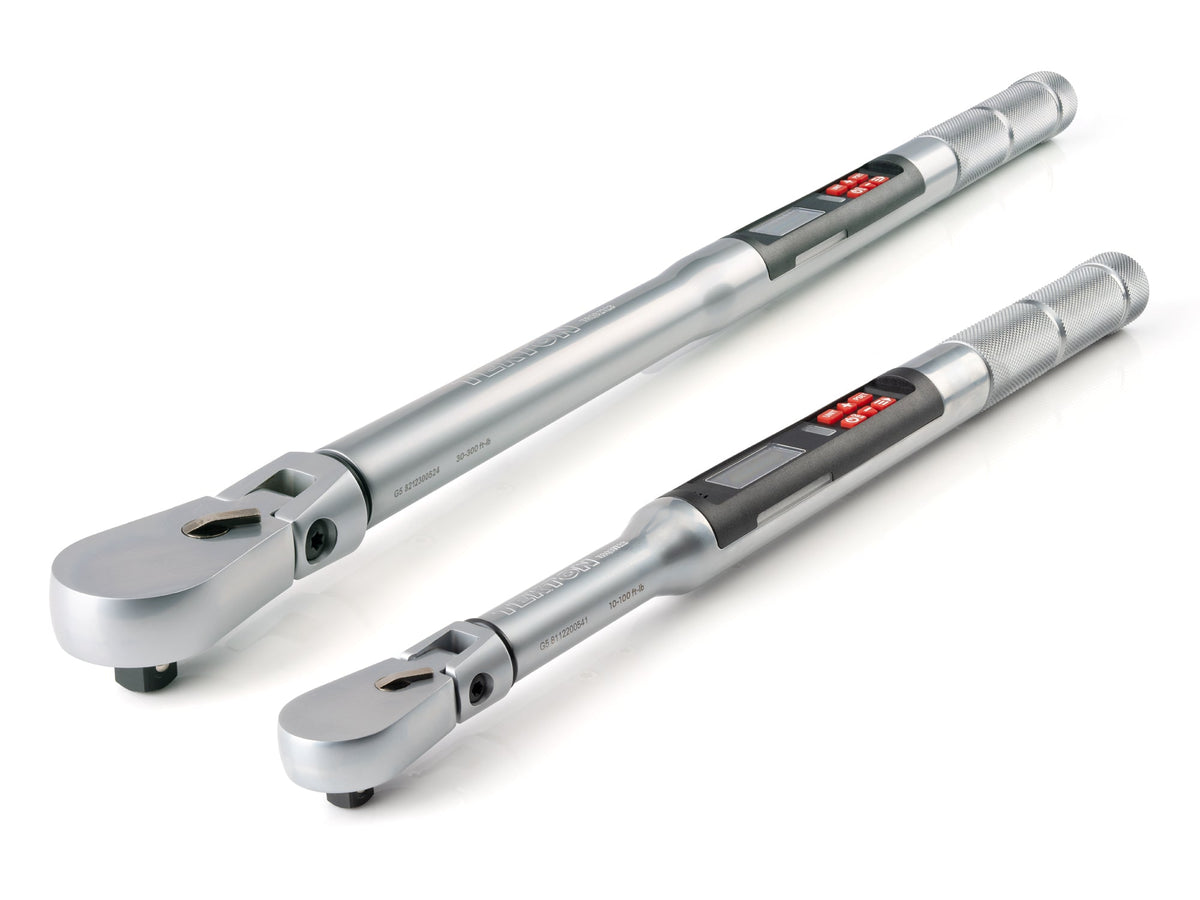 3/8, 1/2 Inch Drive 90-Tooth Flex Head Dual-Direction Electronic Torque Wrench Set, 2-Piece (10 - 100 ft-lb, 30 - 300 ft-lb)