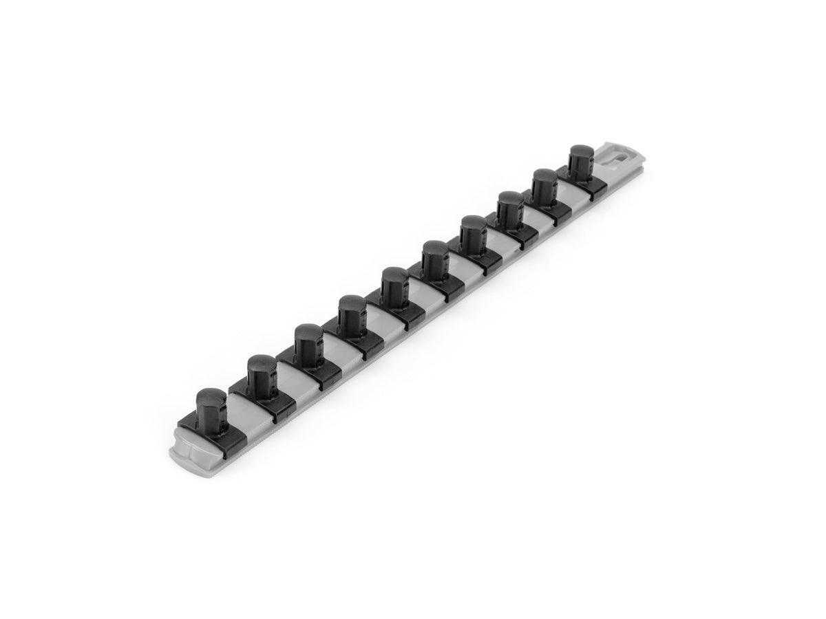 1/2 Inch Drive x 13 Inch Socket Rail, 10 Clips (Gray)