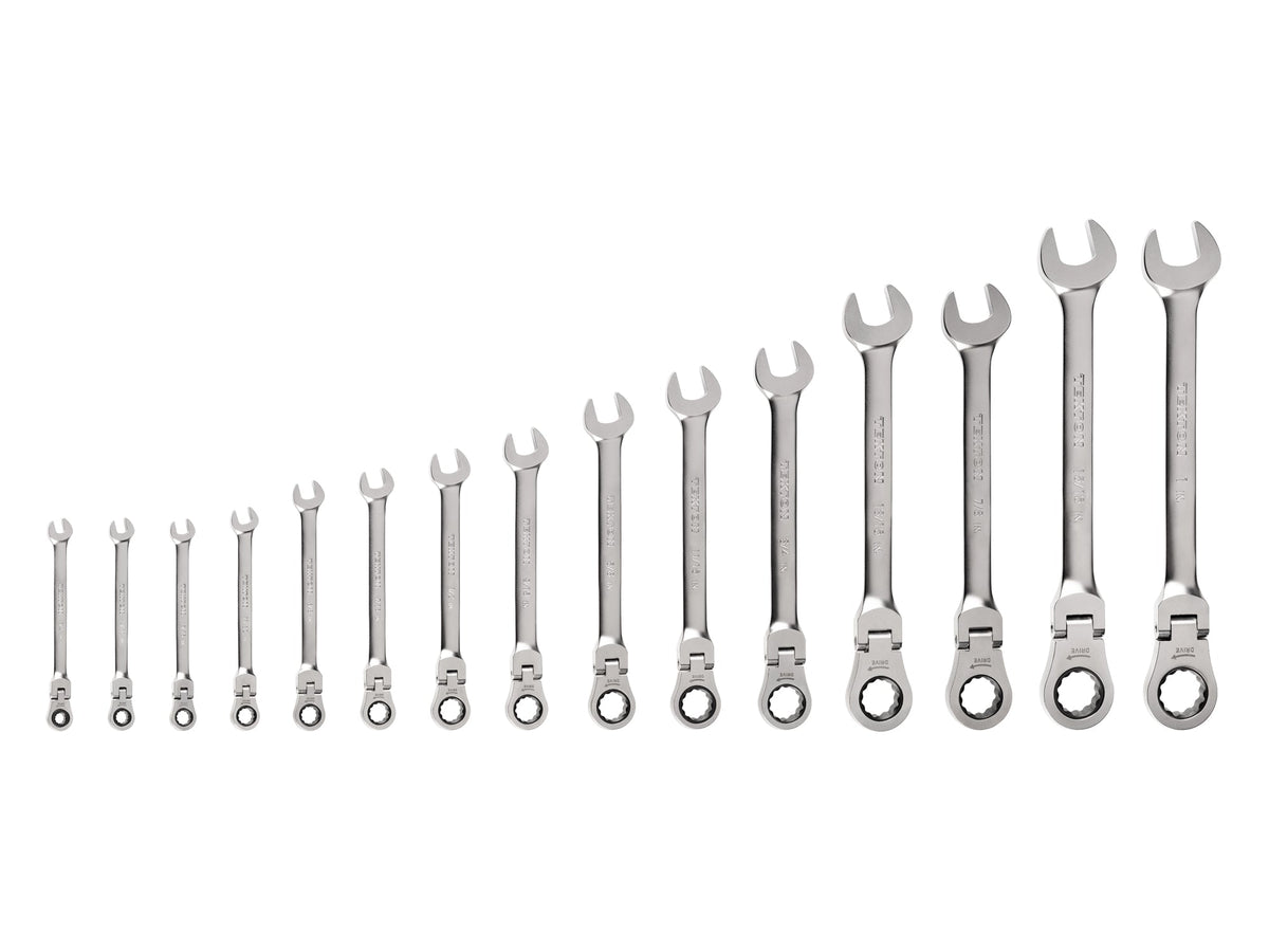 Flex Head 12-Point Ratcheting Combination Wrench Set, 15-Piece (1/4-1 in.)