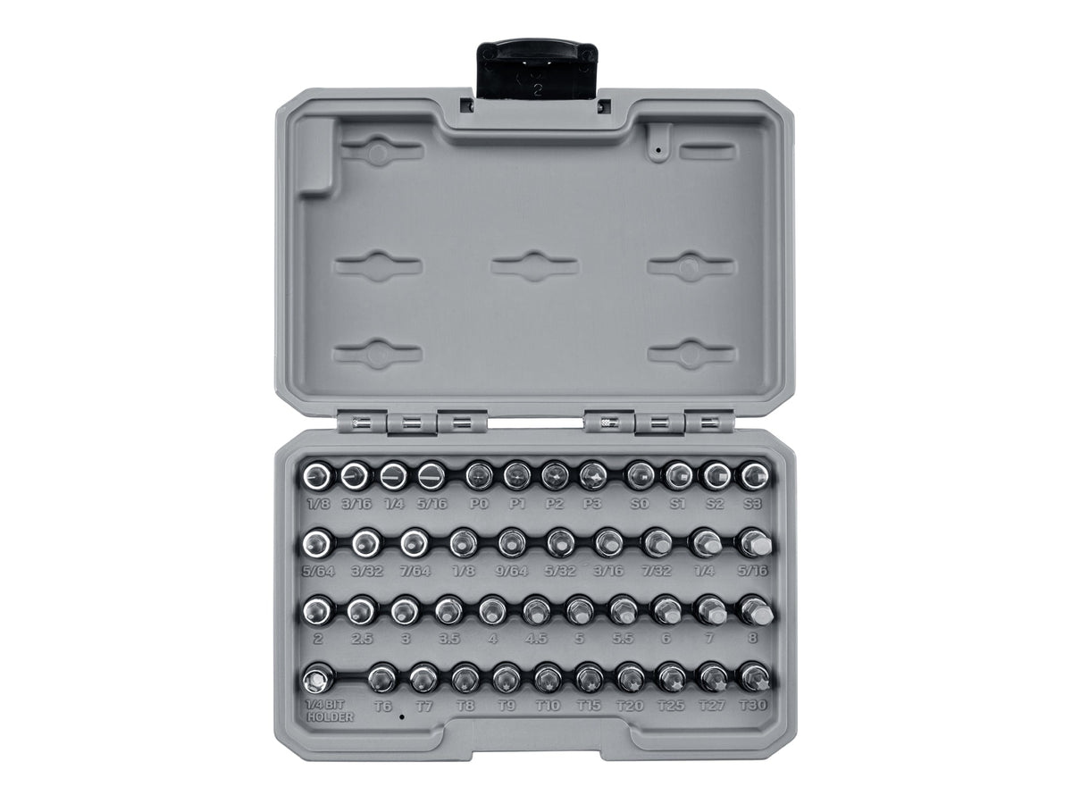 1/4 Inch Drive Hex, Torx, Phillips, Slotted, Square Bit Socket Set with Case (44-Piece)