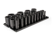 1/2 Inch Drive Deep 6-Point Impact Socket Set with Rails and Tray, 29-Piece (5/16 - 2 in.)