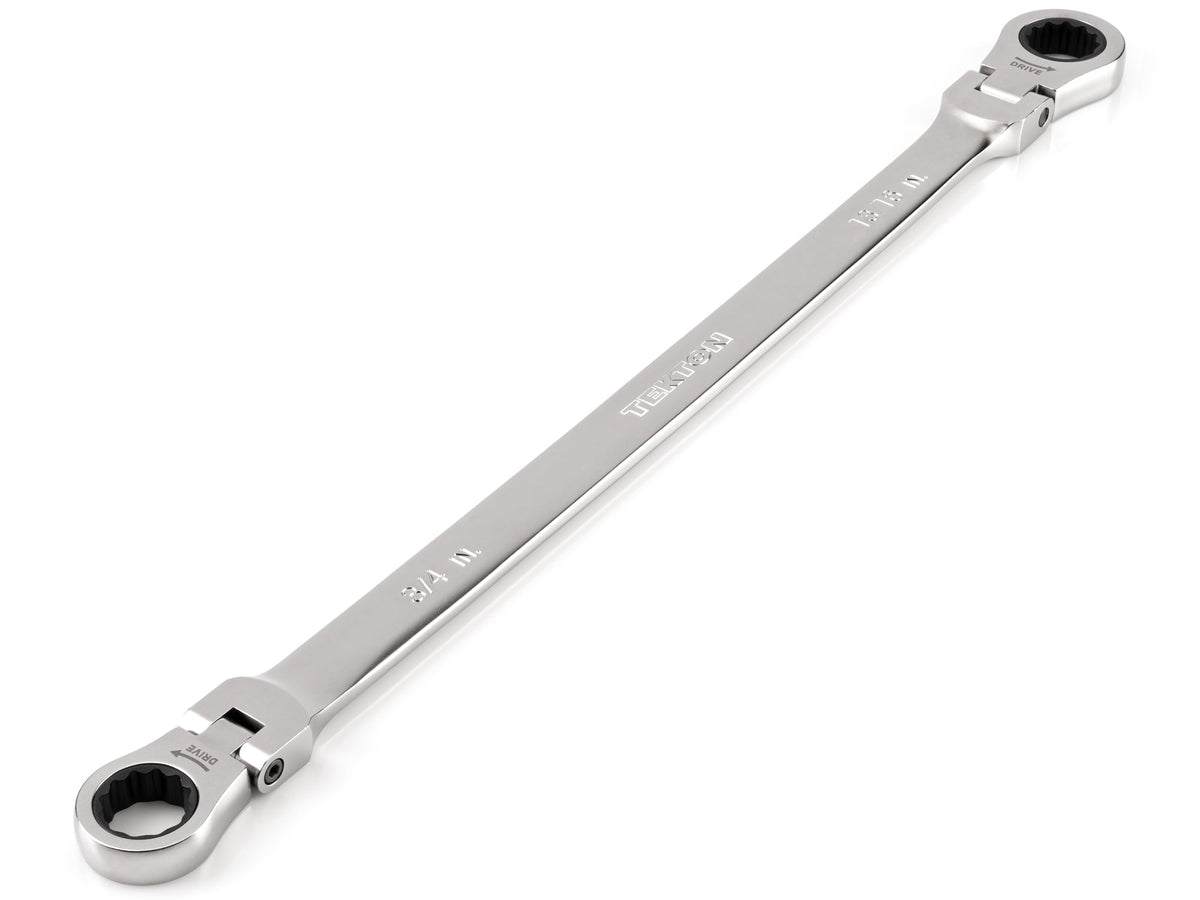 3/4 x 13/16 Inch Long Flex Head 12-Point Ratcheting Box End Wrench