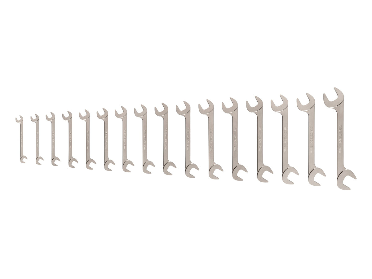 Angle Head Open End Wrench Set, 16-Piece (10-27 mm)