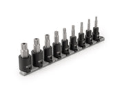 1/2 in Drive Triple Square Impact Bit Socket Set with Rail, 9-Piece (M6 - M12, MT14 - MT18)