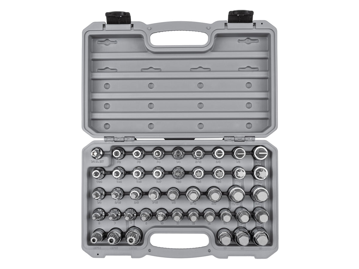 1/2 Inch Drive Hex, Torx, TR Triple Square, Phillips, Slotted Bit Socket Set with Case (44-Piece)