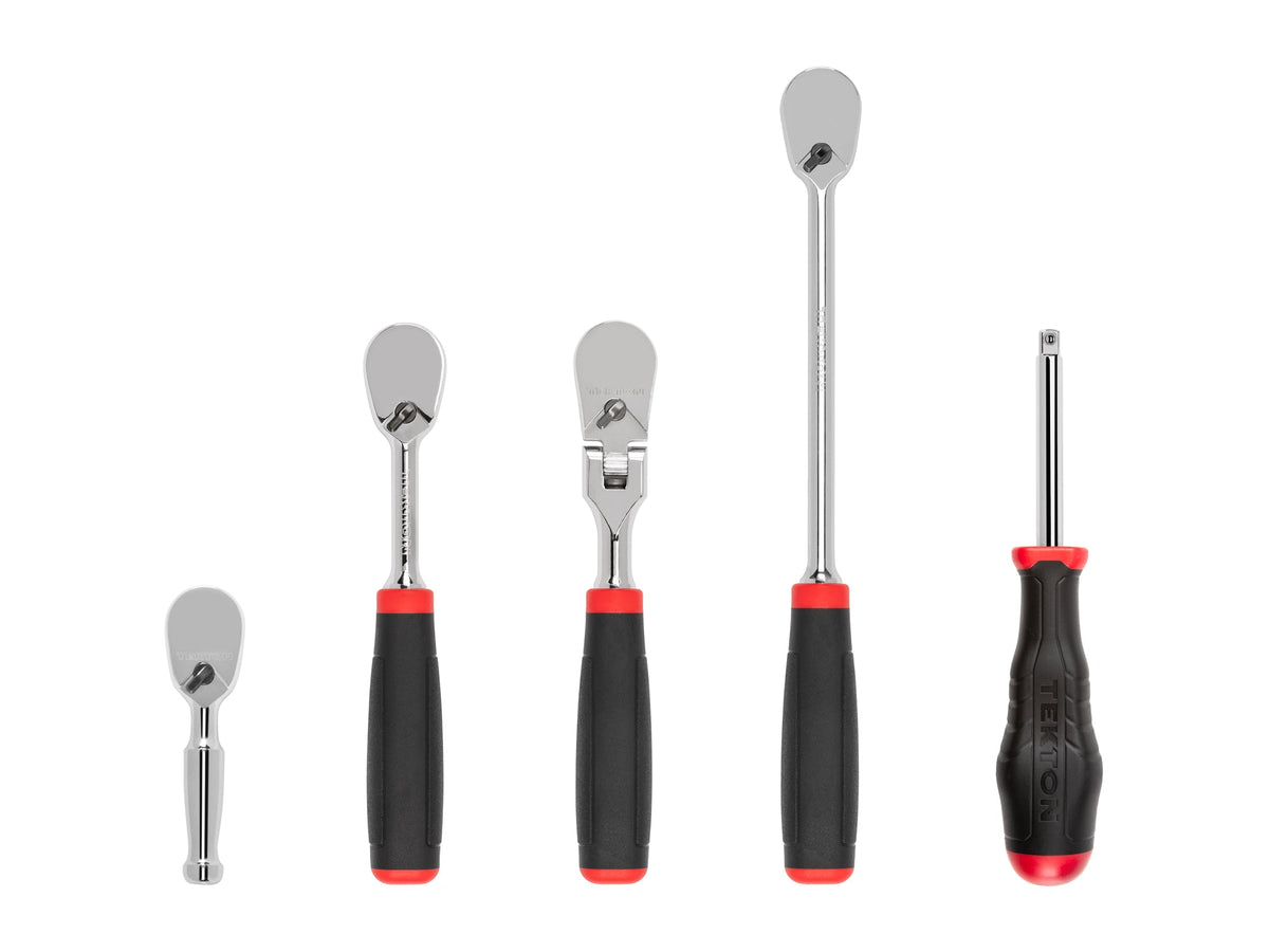 1/4 Inch Drive Non-Quick-Release Comfort Grip Ratchet and Spinner Handle Set (5-Piece)