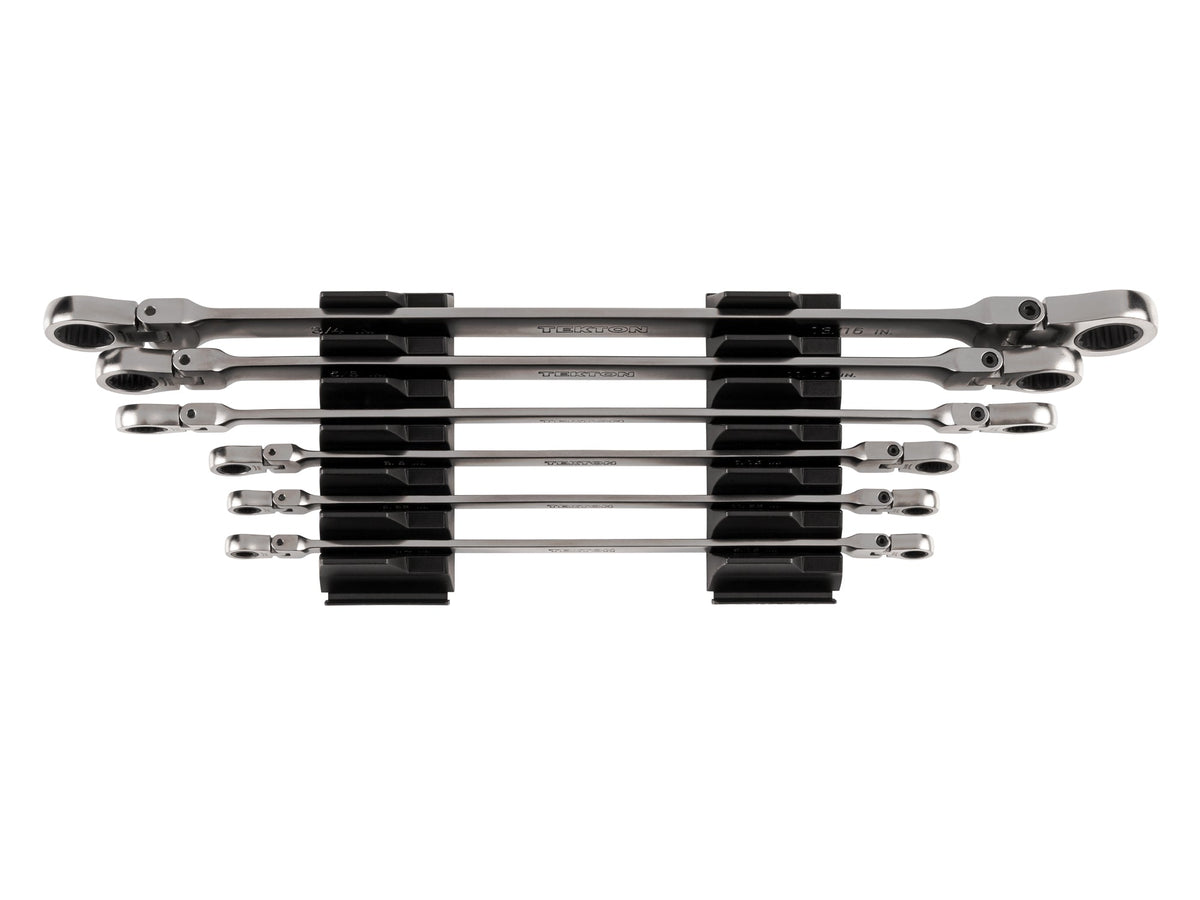 Long Flex Head 12-Point Ratcheting Box End Wrench Set with Modular Organizers, 6-Piece (1/4-13/16 in.)