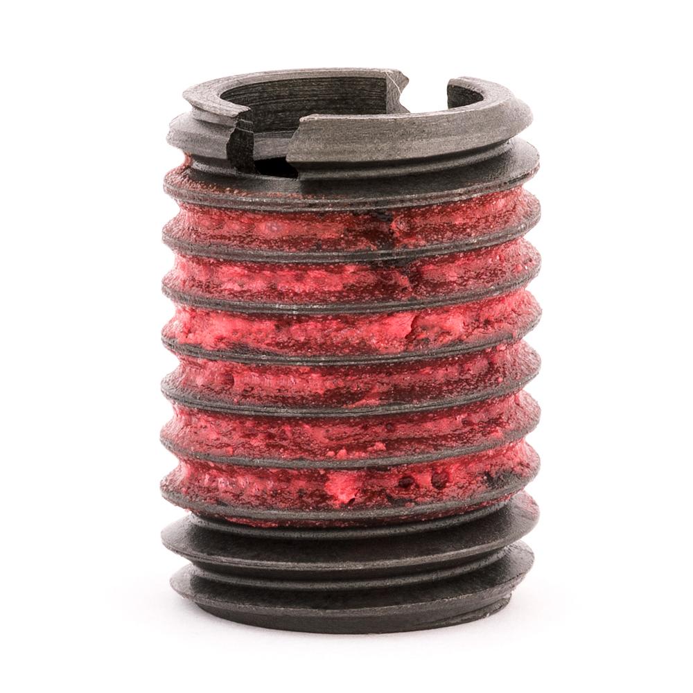1/2"-13 x 3/4"-10 x 1" Length Carbon Steel Standard Wall Thread Insert for Metal w/ Red Loctite