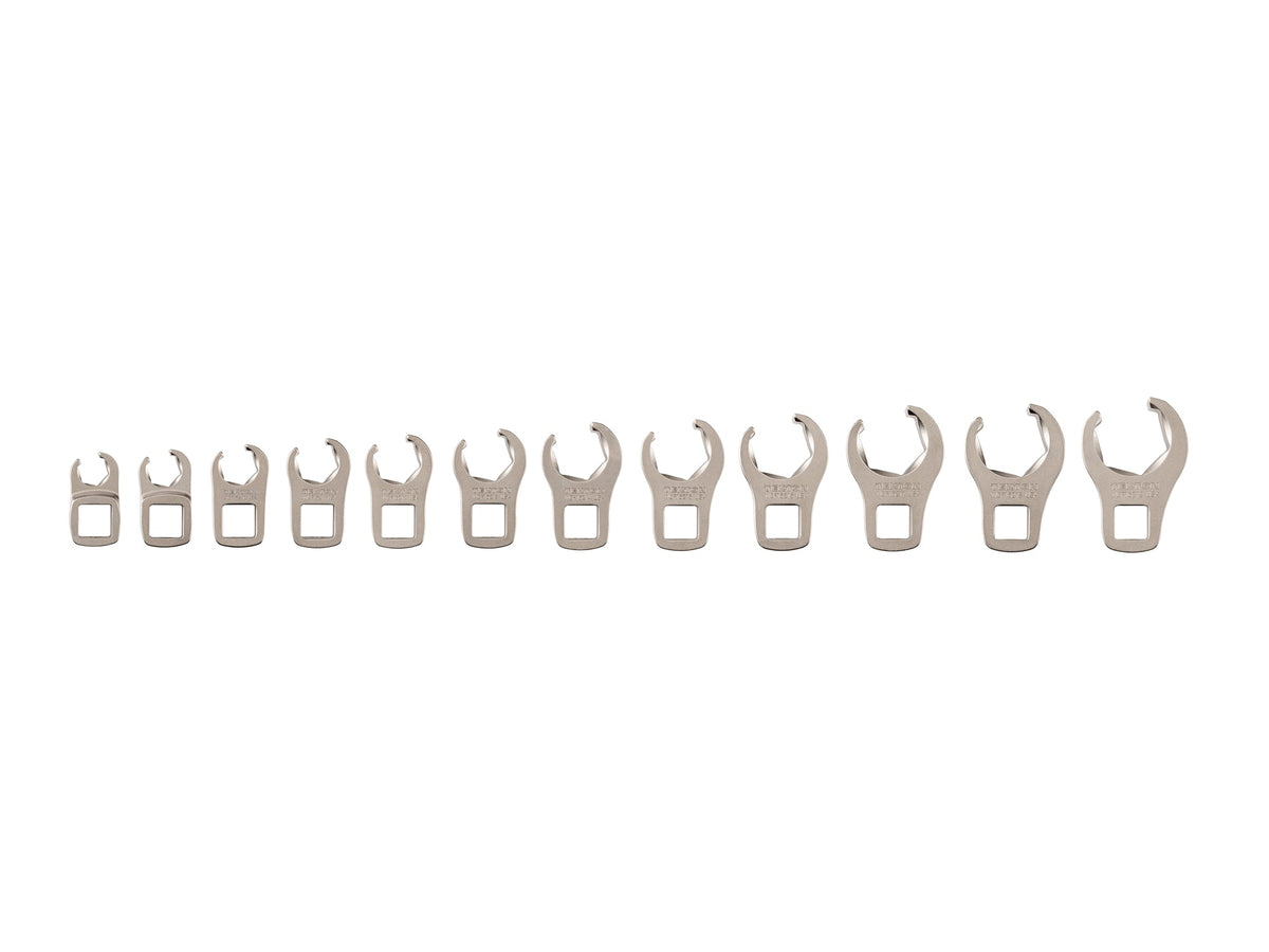 3/8 Inch Drive 6-Point Flare Nut Crowfoot Wrench Set, 12-Piece (8 - 19 mm)