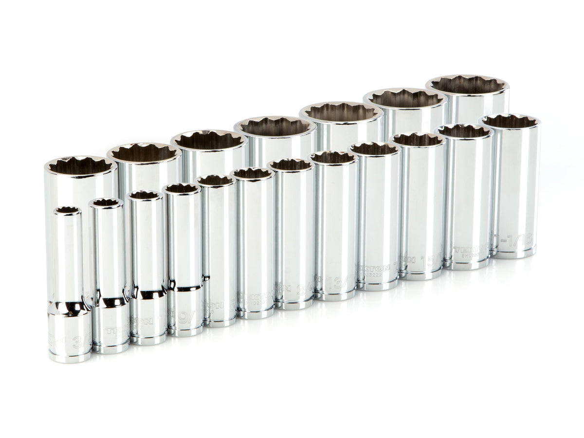 1/2 Inch Drive Deep 12-Point Socket Set, 19-Piece (3/8 - 1-1/2 in.)
