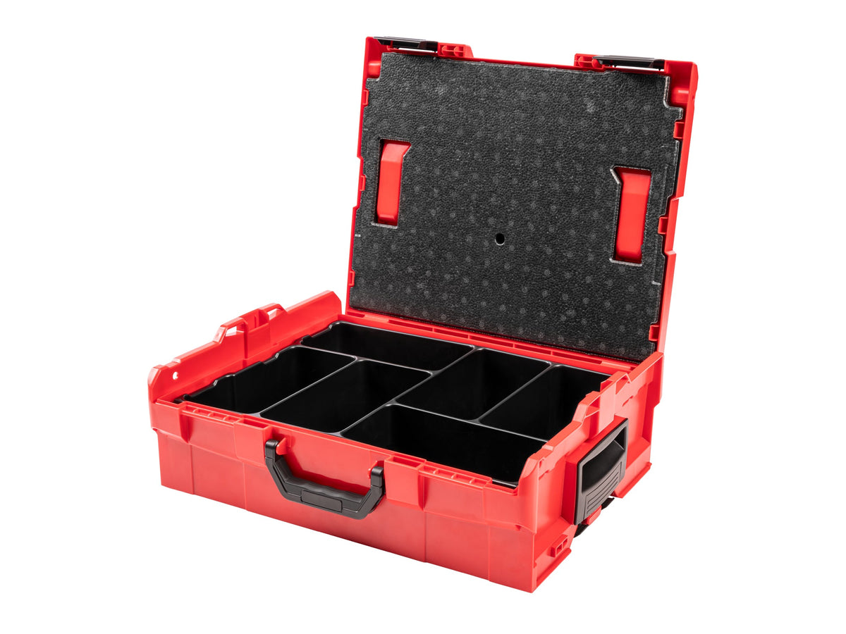 Stacking Tool Box (L-BOXX 2) with 6-Cavity Parts Tray and Lid Insert