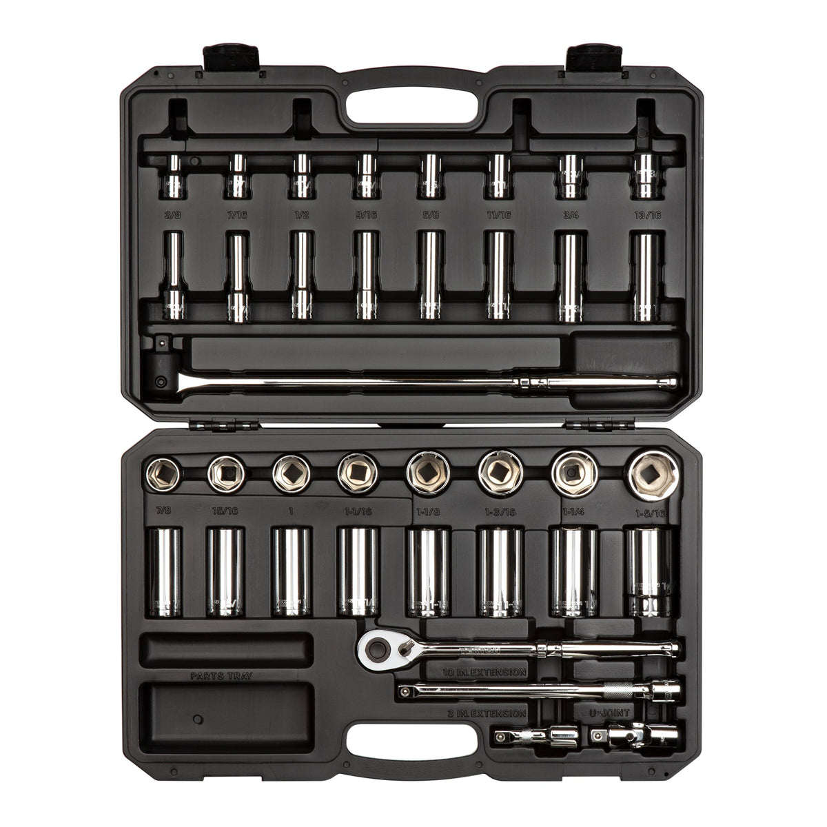 1/2 Inch Drive Shallow and Deep 6-Point Socket and Ratchet Set with Case, 37-Piece (3/8 - 1-5/16 in.)