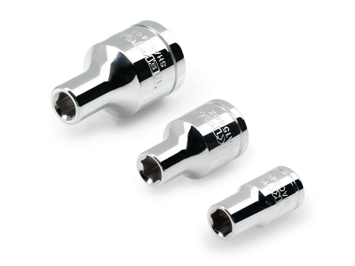 1/4, 3/8, 1/2 Inch Drive Magnetic Hex Bit Holder Socket Set (3-Piece)