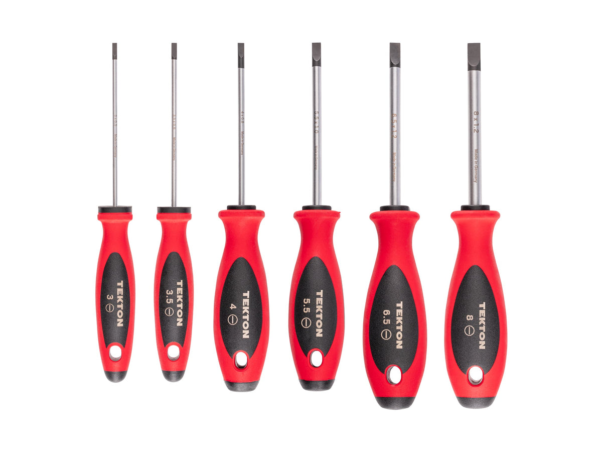 Slotted Screwdriver Set - 4 Inch Shanks, 6-Piece (3 - 8 mm)
