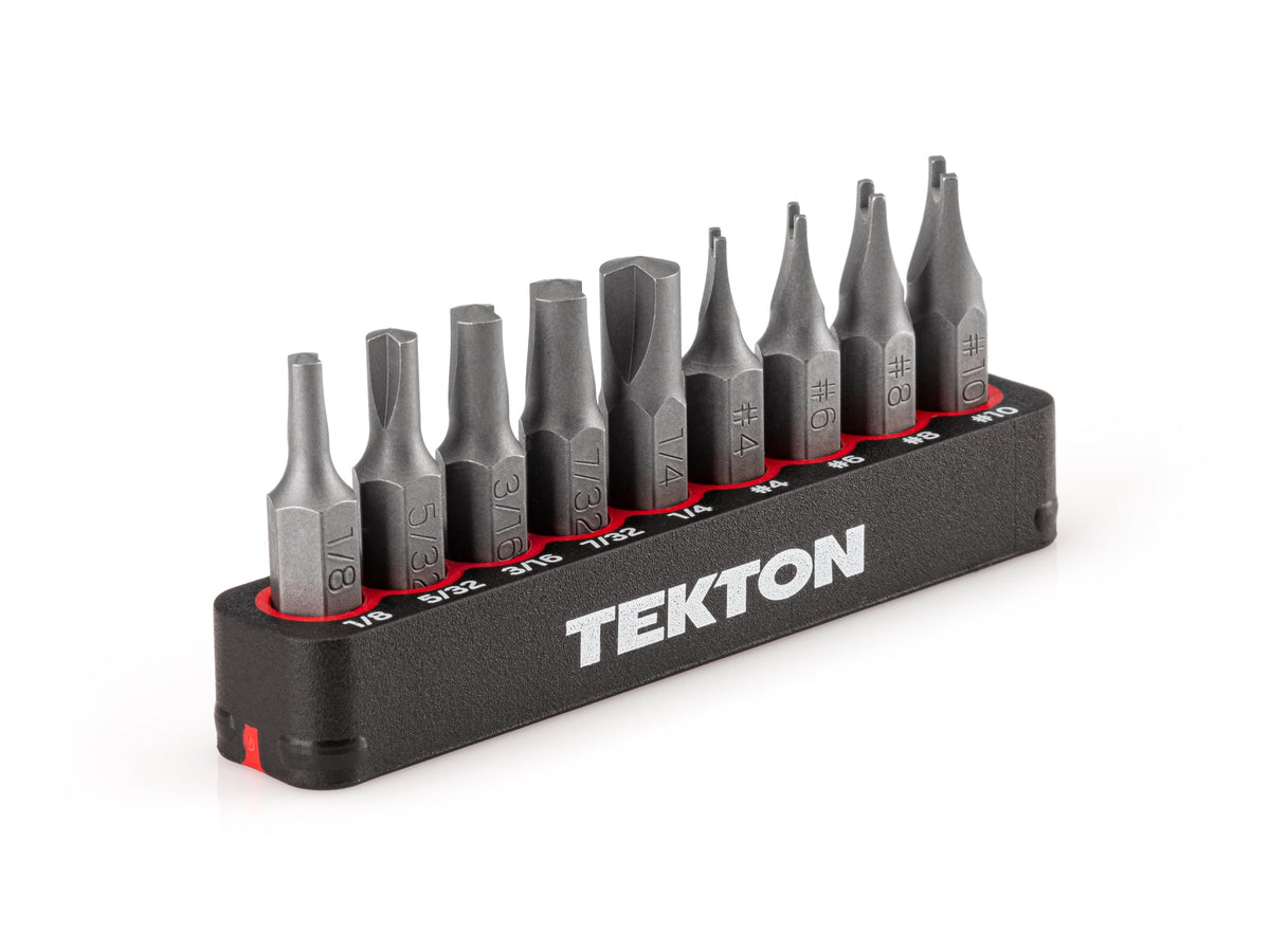 1/4 Inch Clutch and Spanner Bit Set with Rail, 9-Piece (1/8 - 1/4 in., #4 - #10)