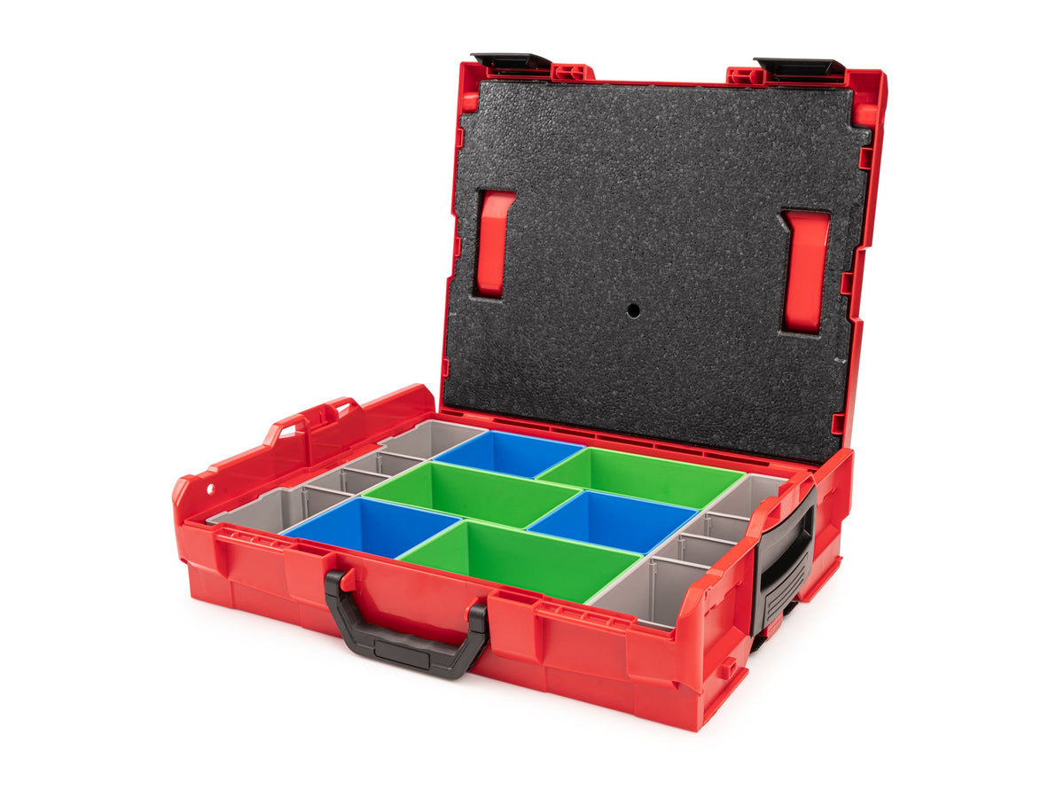 Shallow Stacking Tool Box (L-BOXX 1) with 8-Piece Organizer Bin Set (Variant A) and Lid Insert