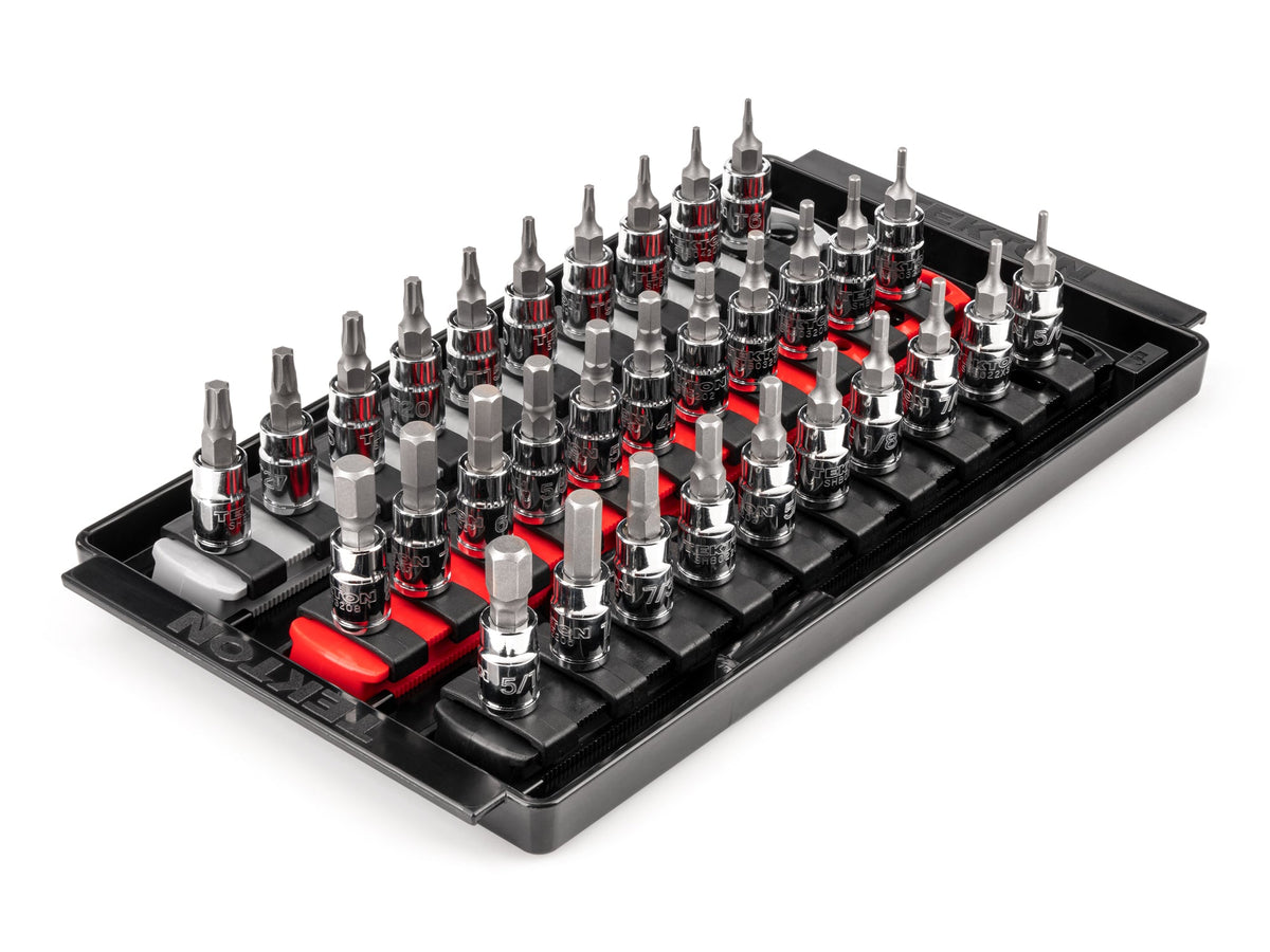 1/4 Inch Drive Hex and Torx Bit Socket Set with Rails and Tray, 31-Piece (5/64 - 5/16 in., 2 - 8 mm, T6 - T30)