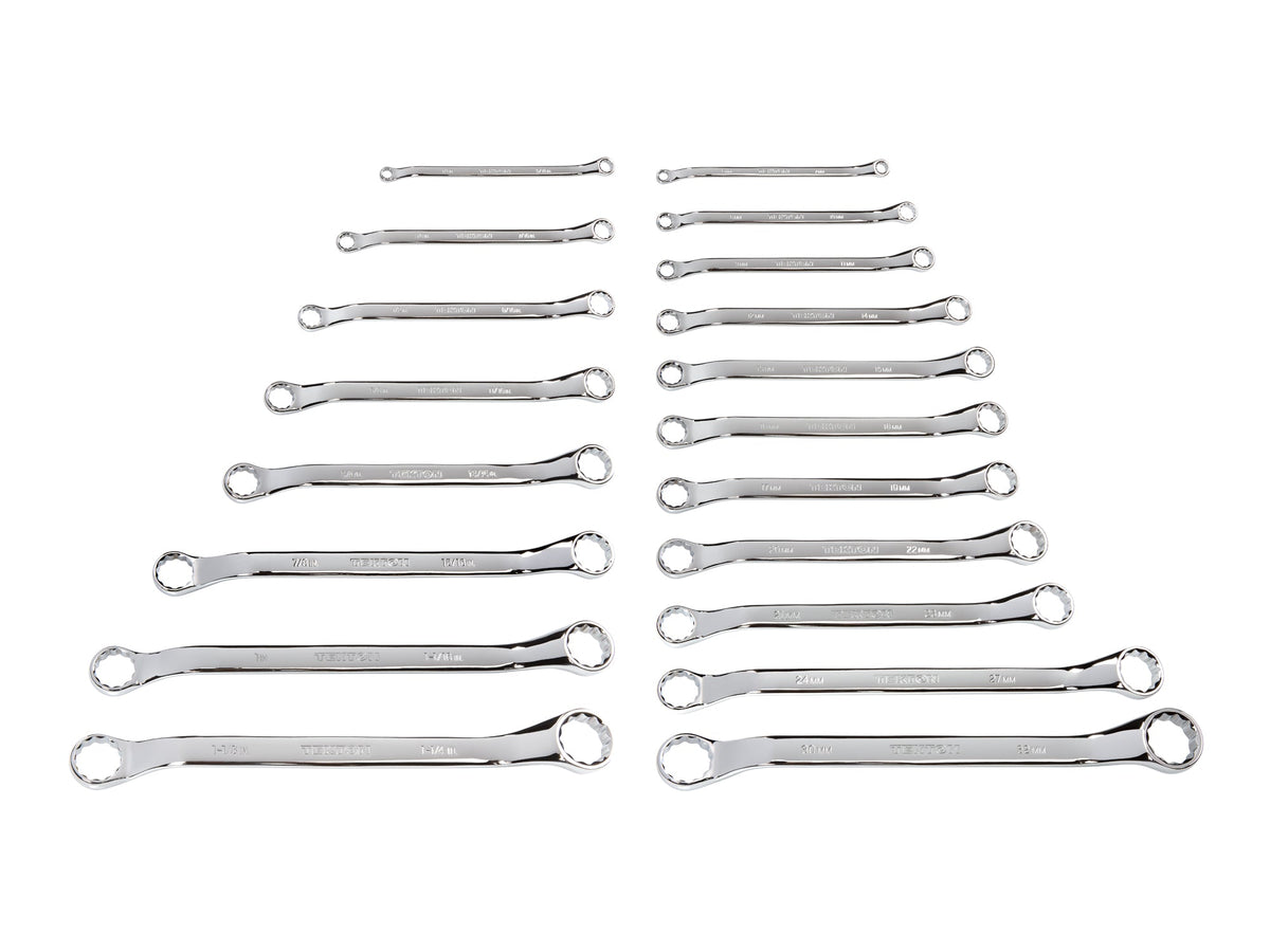 45-Degree Offset Box End Wrench Set, 19-Piece (1/4 - 1-1/4 in., 6-32 mm)