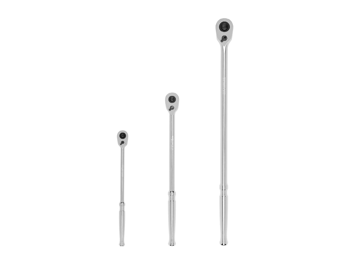1/4, 3/8, 1/2 Inch Drive Quick-Release Long Ratchet Set, 3-Piece (9, 12, 18 in.)