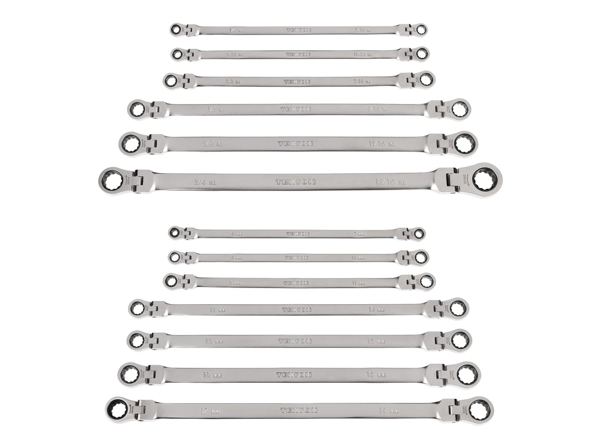 Long Flex Head 12-Point Ratcheting Box End Wrench Set, 13-Piece (1/4-13/16 in., 6-19 mm)